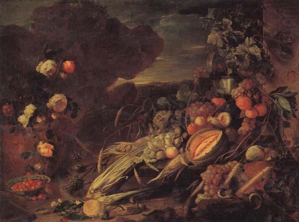Fruit and Flowers in a Vase, Jan Davidsz. de Heem